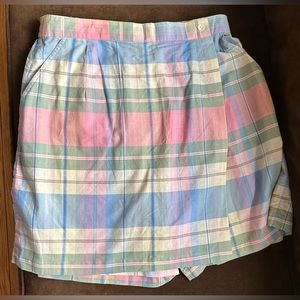 LSavanna Mini Plaid Casual Blue, Pink,Yellow, Green Skorts SZ 18    Back Elastic